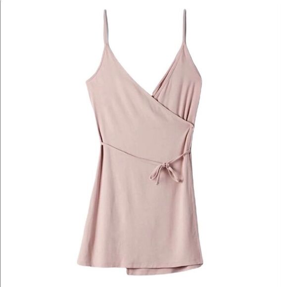 Aritzia Wilfred Free Mystic Dress Mauve Mousse   Pink Wrap Mini Dress Size Large - Picture 11 of 11